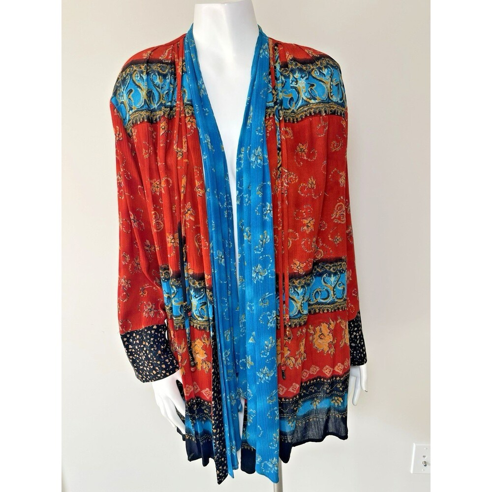 Vtg Carole Little Patchwork Kimono Jacket Boho Hippie Retro Festival Artsy Sz‎ 8